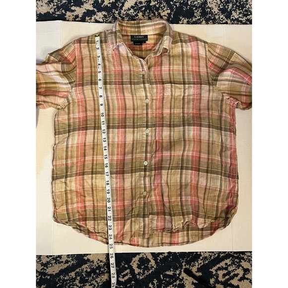Lauren Ralph Lauren Classic Fit Coastal Plaid Button Down Shirt Women's Large - Picture 8 of 8